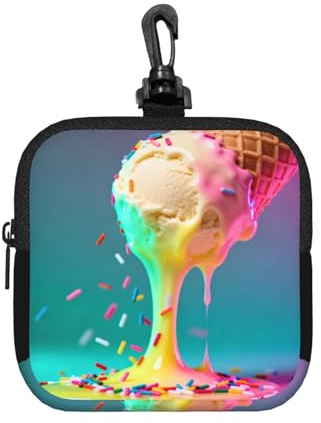 Riesige Eiscreme-Tasche mit Reißverschluss, klein, wasserdicht, Neopren-Aufbewahrungstasche für Ohrhörer, Schlüsselanhänger-Clip-Hülle