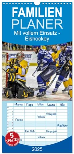 Familienplaner 2025 - Mit vollem Einsatz - Eishockey mit 5 Spalten (Wandkalender, 21 cm x 45 cm), CALVENDO: Eishockey, Teamsport der Extra-Klasse - ... Härte und Schnelligkeit (CALVENDO Sport)