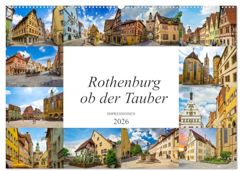 Rothenburg ob der Tauber Impressionen (Wandkalender 2026 DIN A2 quer), CALVENDO Monatskalender: Zwölf wunderschöne malerische Bilder der Stadt Rothenburg ob der Tauber (CALVENDO Orte)