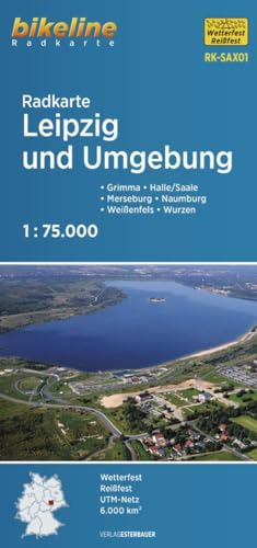 Radkarte Leipzig und Umgebung (RK-SAX01): Grimma, Halle/Saale, Merseburg, Naumburg, Weißenfels, Wurzen; 1:75.000, wetterfest/reißfest, GPS-tauglich mit UTM-Netz 1:75.000 (Bikeline Radkarte)