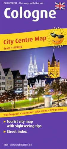 Publicpress Stadtplan Cologne 1:18.000: Tourist City Centre map with sightseeing tips and Street index. 1:18000 (Stadtplan: SP)
