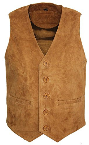 Infinity Männer Ziege Wildleder Klassisch Smart Bräunen Leder Weste 2XL