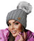Romens Ltd Strickmütze Frauen Damen Winter Mütze Hut Pom Pom Gestrickte Wurm Hüte Mode Ski (Grey Pepe)