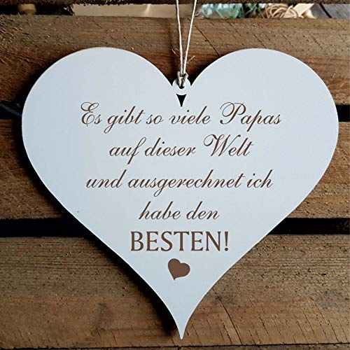 Dekolando Geschenk Papa Herz - Es gibt so viele Papas ... Ich habe den Besten - 12cm x 13cm Geschenke Bester Dad Geburtstag Weihnachtsgeschenke Sohn Tochter Vatertag