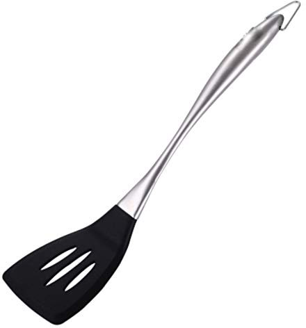 LHKJ Pfannenwender aus Silikon, Pfannenwender Silikon Hitzebeständig Silikon Geschlitzt Pfannenwender BPA Frei Pfannkuchenwender Silikon Hitzebeständiger zum Kochen Silber