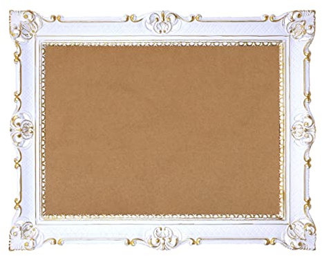 Idea Casa Marco Grande Blanco y Oro Estilo Barroco Falso Vintage 86 x 67 Pintura fotografía póster decoración