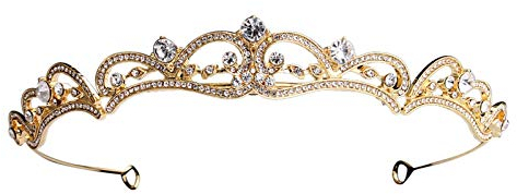 Epinki Braut Haar Zubehör Diademe Krone mit Weiß Zirkonia Tiara Prinzessin Haarreif Gold für Braut
