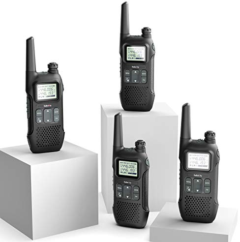 Radioddity PR-T1 Walkie Talkie Niños Radio portátil PMR 446 sin Licencia, 16 Canales con Display y Carga USB, Pack de 4