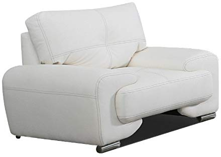 MOEBLO Sessel gepolstert - Polsterstuhl für Esszimmer & Wohnzimmer - Lounge Sessel mit Armlehnen - Armlehnensessel Fernsehsessel Polstersessel Federkern - mit Design Füßen - Florida (Weiß)