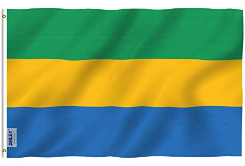 Drapeau ANLEY Fly Breeze 3x5 pieds Gabon - Couleur vive et résistant à la décoloration UV - En-tête en toile et double couture - Drapeaux gabonais Polyester avec oeillets en laiton 3 X 5 Ft