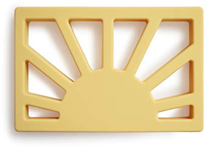 Mushie Beißring für Babys aus BPA-frei Silikon | Fördert Sehsinn & Motorik Baby | Zahnen Nursing Zubehör | Sichere & Hochwertige für Kleinkinder Kinder Jungs & Mädchen | Sonne Design (Muted Yellow)