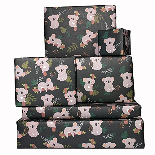 Central 23 - Trendy Geschenkpapier für Frauen - Grüne Pflanzen und Koala - 6 Geschenkpapierblätter - Geburtstage - 21. 18. - Recycelbar