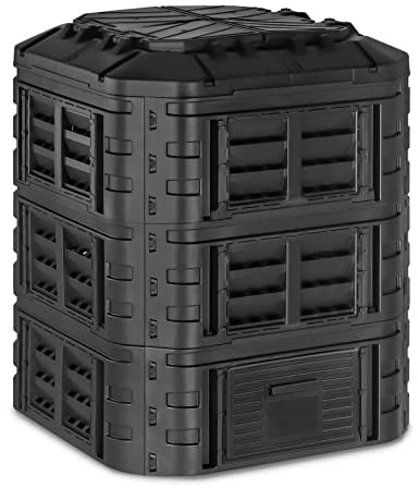 hillvert Compostadora Compostador de Jardín HT-M-COMP-860 (Capacidad: 860 L, Riego por Goteo, Anclaje: 11 cm, Fabricado en Polipropileno)