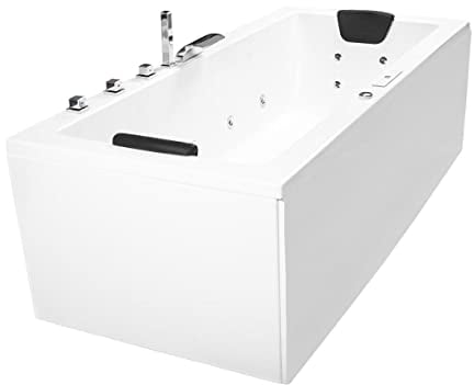 Baignoire relaxante professionnelle fabriquée en Allemagne 180/190/200 x 80/90 cm Avec 24 buses de massage Chauffage LED Désinfection robinetterie en laiton chromé Baignoire d'angle droite ou gauche