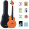 Rosen Nova Konzert-Ukulele für Erwachsene und Kinder, Ukulele, Anfänger-Set, Ukulele, 58,9 cm, Kohlefaser, Reise-Ukulelen mit Koffer, Gurt, Kapodaster, Saiten und Plektrum, Orange