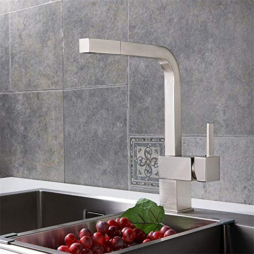 Grifos Lavabos Modernos Grifos Lavabos Rusticos Fregadero de cocina grifo de agua fría y caliente extraíble todo cobre sentado un solo orificio de níquel dibujo cuenca vegetal grifo mezclador