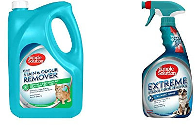 Simple Solution Cat Stain and Odour Remover | Enzymatic Cleaner with Pro-Bacteria Cleaning Power - 4 Litre & Extreme Pet Stain and Odour Remover, 945ml