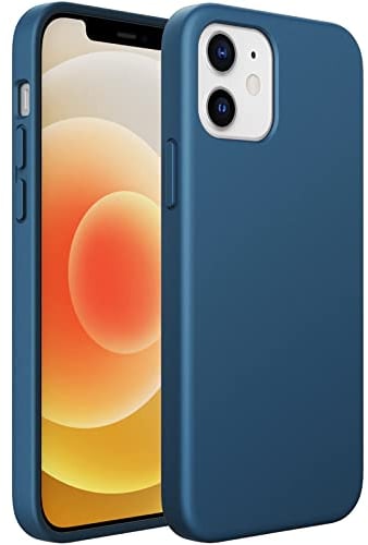JETech Silicone Case for iPhone 12 Mini 5.4-Inch, Silky-Soft Touch Full-Body Protective Phone Case, Shockproof Cover with Microfiber Lining (Blue Cobalt)