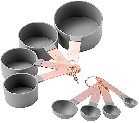 Xhuidz Set di 8 Cucchiai Dosatori in Acciaio Inox, Misurini Cucchiai Dosatore impilabili Set,4 misurini di Tazze e 4 misurini cucchiai Cup,Per Cucina Cottura per misurare utensile da Cucina