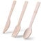 Couverts en bambou,100 pièces : 50 fourchettes, 25 cuillères, 25 couteaux, 17 cm, ensemble de couverts jetables en bambou 100 % biodégradables, compostables, couteaux, cuillères