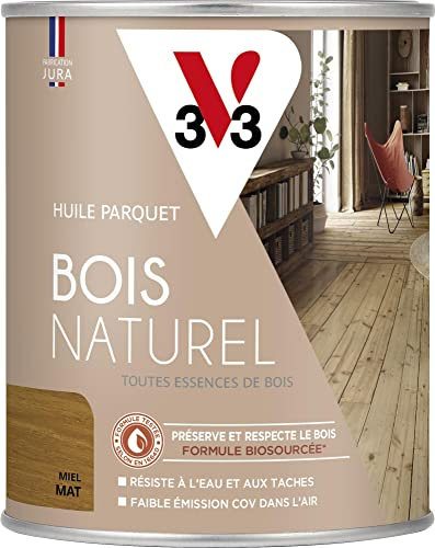 V33 Huile parquet bois naturel, Miel Mat 0,75L