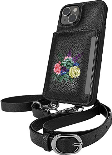 Smartish iPhone 14 Crossbody Wallet Case – Dancing Queen [Geldbörse/Clutch mit abnehmbarem Riemen und Handgelenk] Schutzhülle mit Kreditkartenfach – Catch The Bouqet