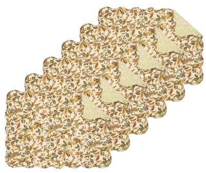 C&F Home Iris, wendbare, gesteppte Vintage-Blumen-Tischsets, 33 x 48,3 cm, für alle Jahreszeiten, Frühling, Sommer, Zuhause, Küche, Esstisch, Dekoration, S/6, Braun und 6 Stück