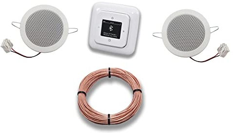 Busch Jäger DAB+ Bluetooth Flush-Mounted Radio DAB BT 8217 U - 101 Alpine White Complete Set Reflex SI + 2 x Ceiling Speakers / Built-in Speakers + 20 Metre Speaker Cable 2 x 0.75 mm² 8217U-101