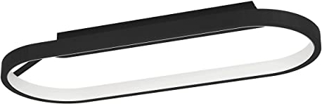 EGLO LED Deckenlampe Codriales, dimmbare Deckenleuchte, Deckenbeleuchtung minimalistisch, ovale Wohnzimmerlampe aus Aluminium in Schwarz und Kunststoff in weiß, Lampe Decke warmweiß