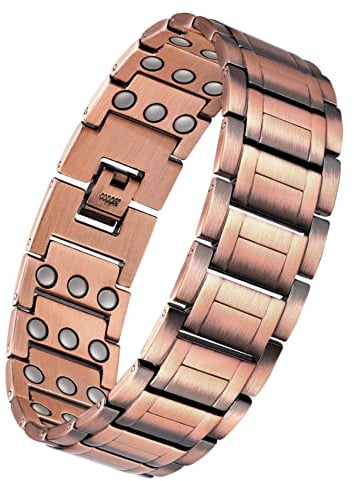 Jeracol 99.99% Soild Copper Bracelets for Men,3X Magnetic Bracelets Men with Ultra Strength Magnets,Adjustable Size&Jewelry Gift Box