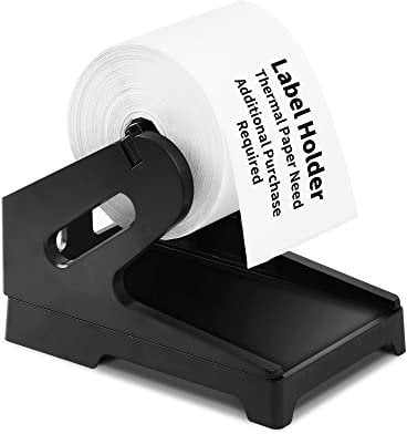 Label Holder for Thermal Label Printer for Roll Labels Fanfold Labels Dispenser 4x6 Shipping Labels Storage, Desktop Accessories for Home Office Small Business, Shipping Supplies (Black, 1-Pack)
