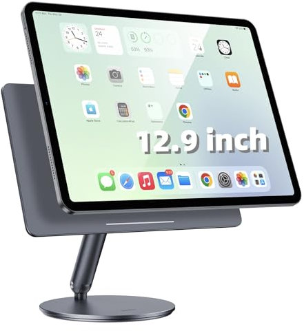 BENKS Magnetischer iPad Ständer 360°Drehbare iPad Halterung,Faltbarer Tragbarer Tablet-Halter, 360°Verstellbarer drehbarer Aluminium Tischständer für iPad Pro 12.9’’ 6th/5th/4th/3rd Gen
