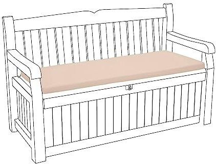 Soodie&Zuzu's Garden Bench Cushion Outdoor Patio Furniture Seat Pad Only Iceni Keter Garden And Eden Storage Box Lightweight Waterproof Durable Cushions 128x50x5 CM (Stone)