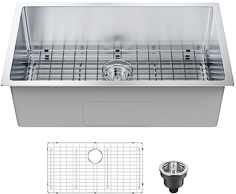 VEVOR Kitchen Sink, 304 Stainless Steel Drop-in Sinks, Undermount Single Bowl Basin with Accessories(Pack of 3), Household Dishwasher Sinks for Workstation, RV, Prep Kitchen, and Bar Sink, 30 inch