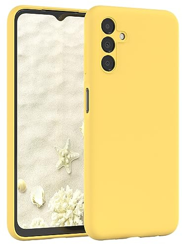 EAZY CASE Premium Silikon Handyhülle kompatibel mit Galaxy A13 4G Slimcover mit Kameraschutz und Innenfutter, Silikonhülle, Schutzhülle, Bumper, Handy Case, Hülle, Softcase, Gelb