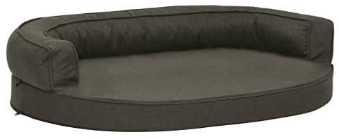 vidaXL Hundematratze Ergonomisch 75x53cm Leinenoptik Dunkelgrau Hundebett