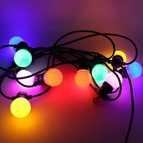 Grehge ette 5 Meter mit 10 LED-Lampen, mehrfarbig auf schwarzem Kabel, verlängerbare Girlande für Gartenpartys, Weihnachten, Innen- und Außenbereich, IP44, Niederspannung (mehrfarbig, 5)