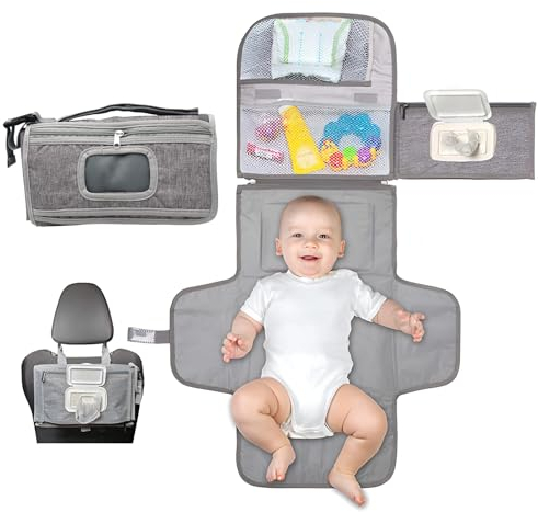 AUSYIWI Tragbare Wickelunterlage, Baby Wickelunterlage, Portable changing mats, Grau, Oxford-Gewebe, Matte