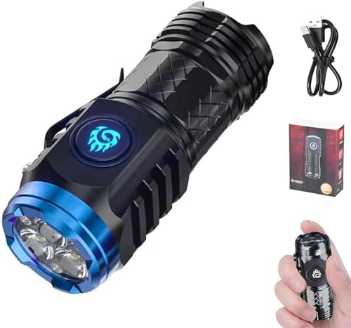 Ashopfun Linterna de tres ojos Monster Mini Flash Super Power, linternas LED recargables de alto lúmenes, linterna de bolsillo, linterna compacta de bolsillo portátil delgada para