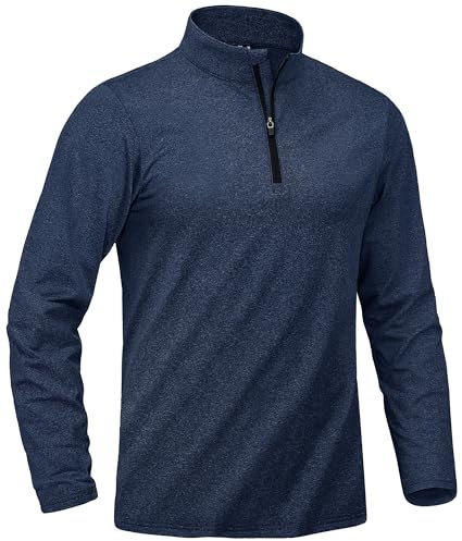 KEFITEVD Mens Half Zip Sweatshirt Warm Autumn Winter Stand Collar Sport Pullover Running Sweat Shirts,Navy Blue,3XL
