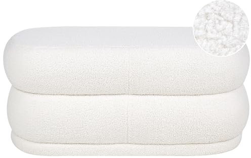 Bettbank Bouclé weiß 90 cm Teddy-Optik gesteppt Sitzbank glamourös Ellendale