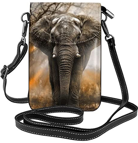 Tradegnow Umhängetasche aus Leder, Motiv: tropischer afrikanischer Elefant, kleine Umhängetasche, Geldbörse und Handtasche mit Schultergurt, tropischer afrikanischer Elefant, Einheitsgröße, siehe