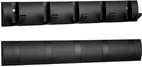 Wesiti Lot de 2 porte-manteaux muraux flottants avec crochets rétractables, porte-manteau mural de porte en aluminium pour économiser de l'espace pour entrée, salle de bain, chapeau, serviette (noir,