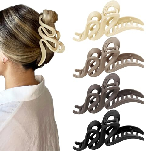 BELEVO 4 Pezzi Mollette Capelli Donna 13cm Pinze Per Capelli Antiscivolo Pinza Capelli Donna Grandi Mollettoni Capelli Donna Accessori 4 Colori