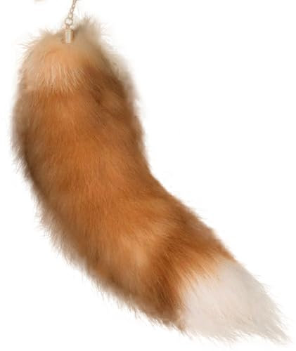 Fox Tail Keychain, flauschiger Pelz Wolf Schwanzschlüsselkette, Faux Therian Tail, Heckschlüsselkette, realistischer Fuchsschwanz-Keytaschen-Handtasche Pendellzubehör Erwachsene Cosplay, Schwarz-Gr