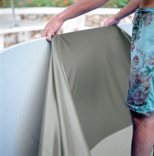 Gre SP4550GF Liner para Piscina Redonda Elevada, Sistema Overlap, Gris, Medidas 460 X 120 cm