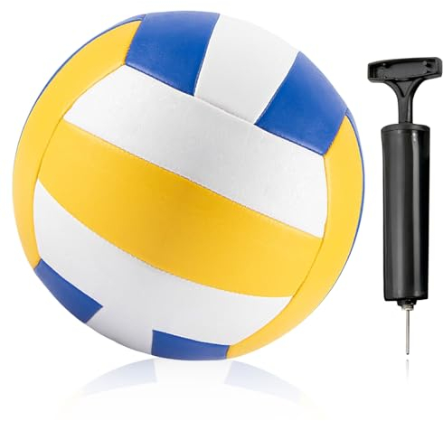 WIYETY Beachvolleyball Offizielle Größe 5: Weiche Volleyballs mit Ballpumpe, Soft Touch Volleyball Ball, Sporttraining, Strand-Sandspiel für Outdoor&Indoor Bereich für Spiel Training Strand Bälle
