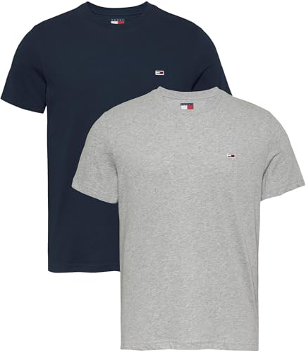 Tommy Jeans Herren TJM Xslim 2pack Jersey Tee EXT Dm0dm20687, Multi (Grey Htr/Dark Night Navy), M