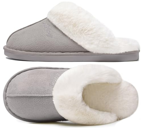 Donpapa Hausschuhe Damen Herren Plüsch Memory Foam Faux Lammfell Pantoffeln | Winter, Warme Slippers, Flauschige & Bequeme Weiche, Rutschfeste Sohle, Indoor Outdoor,