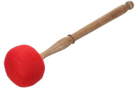 QUARKZMAN Frappe du Maillet du Bol Chantant 7.5x35cm Laine Rouge Bol Sonore pour la Méditation, le Yoga et la Relaxation
